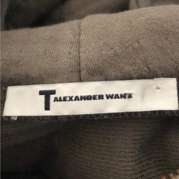 T by Alexander Wang Hoodie Sweatshirt Frayed Wide Sleeves Perforated Oversized - Picture 5 of 5